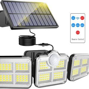 NEW-Solar Motion Activated Security Light w/Remote Control-Outdoor